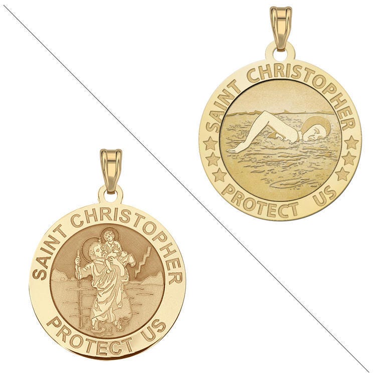 Swimmer (Female) - Saint Christopher Doubledside Sports Religious Medal