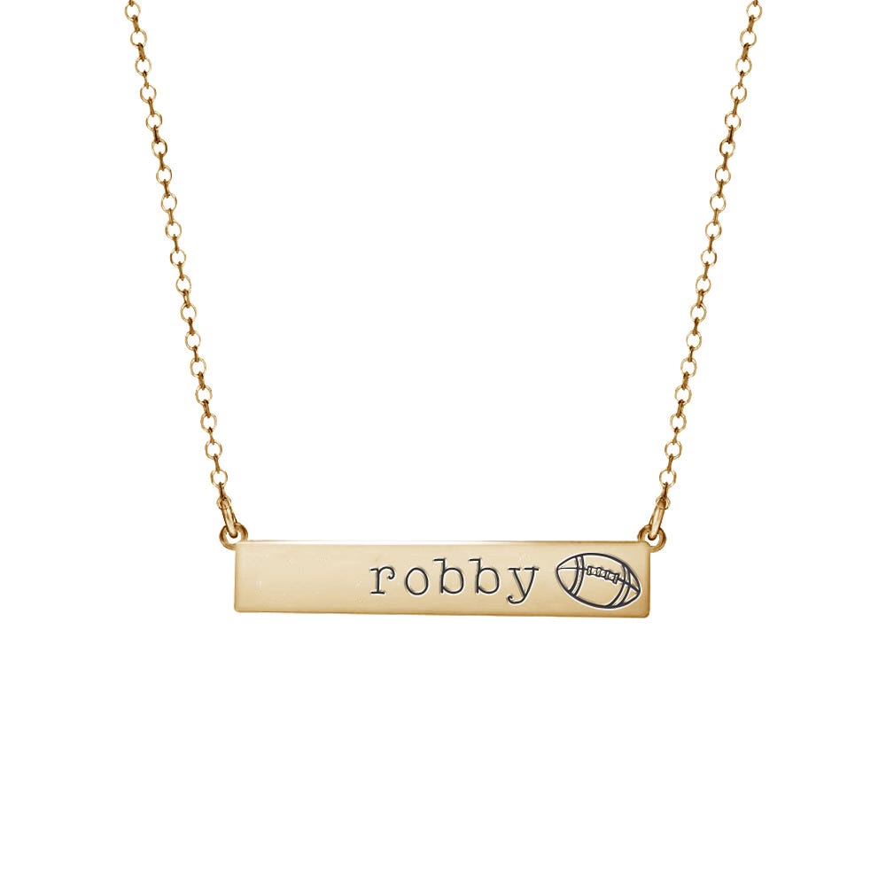 Personalized Horizontal Football Name Bar with Adjustable Chain