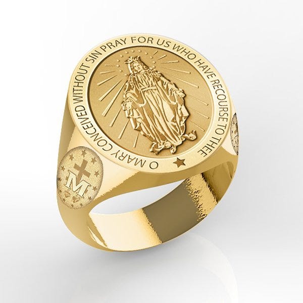 Miraculous Medal Virgin Mary Ring
