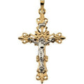 Two-Tone Scroll-Arm Crucifix Pendant