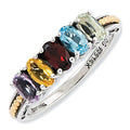 Sterling Silver & 14K Gold Antiqued Mother's Ring with Five Birthstones