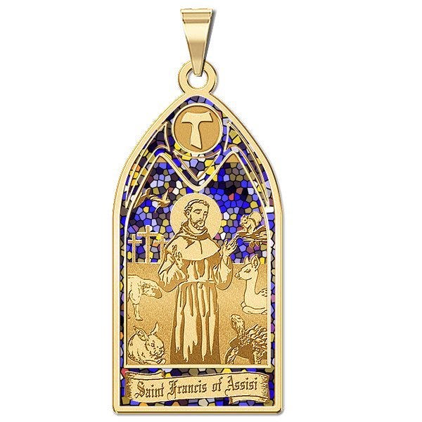 Saint Francis Of Assisi - Stained Glass Religious Medal