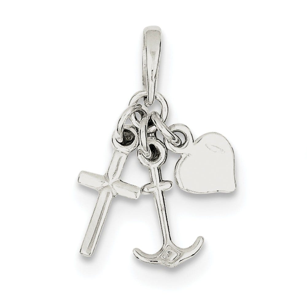 Polished Anchor Heart And Cross Pendant