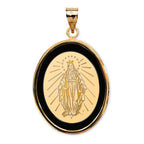 Miraculous Medal Black Onyx Oval Bezel Pendant