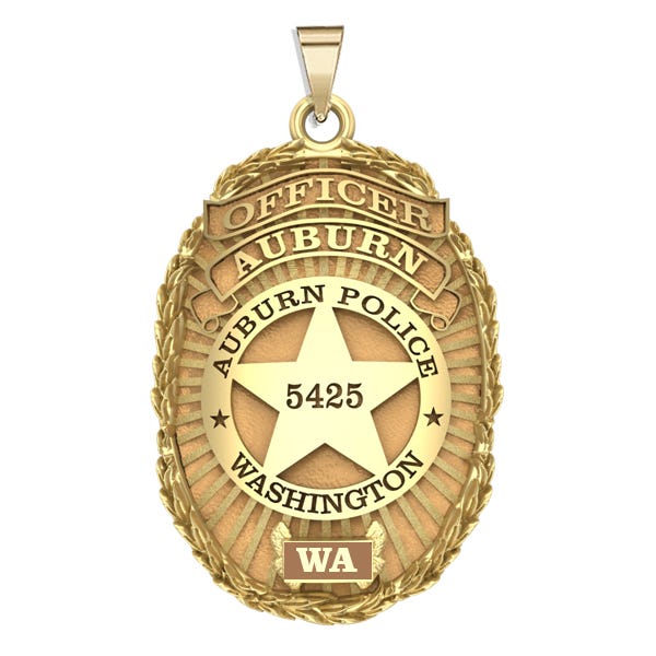 Personalized Auburn, Washington Police Badge with Your Rank and Badge Number