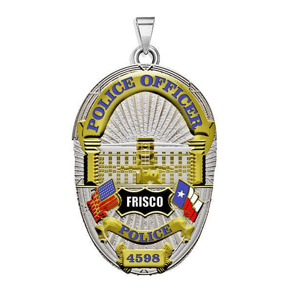 Personalized Frisco Texas Police Badge with Your Rank and Number