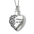 Sterling Silver Antiqued Heart Remembrance Cremation Ash Holder with 18 Inch Chain