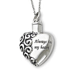 Sterling Silver Antiqued Heart Remembrance Cremation Ash Holder with 18 Inch Chain