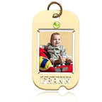Dog Tag with Name and Birthstone Photo Pendant