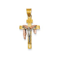 14K Tri Color Diamond Cut Large Draped Inri Crucifix Pendant