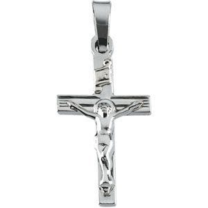 14K White Gold Crucifix Pendant