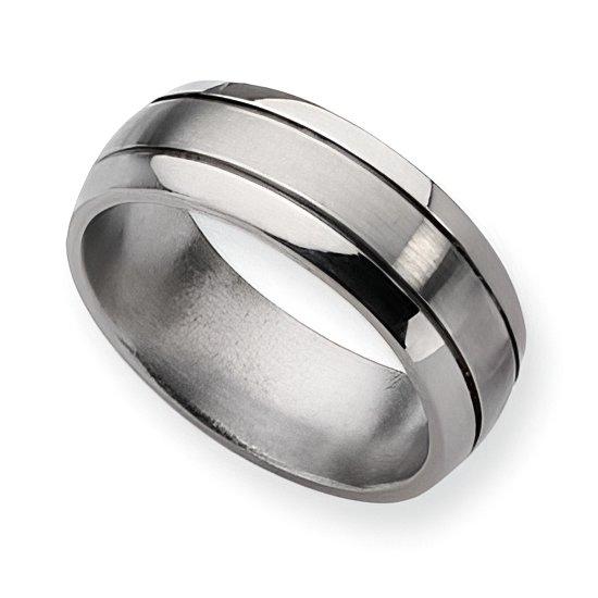 Titanium Grooved Approx. 0.31 Inch Brushed and Polished Wedding Band