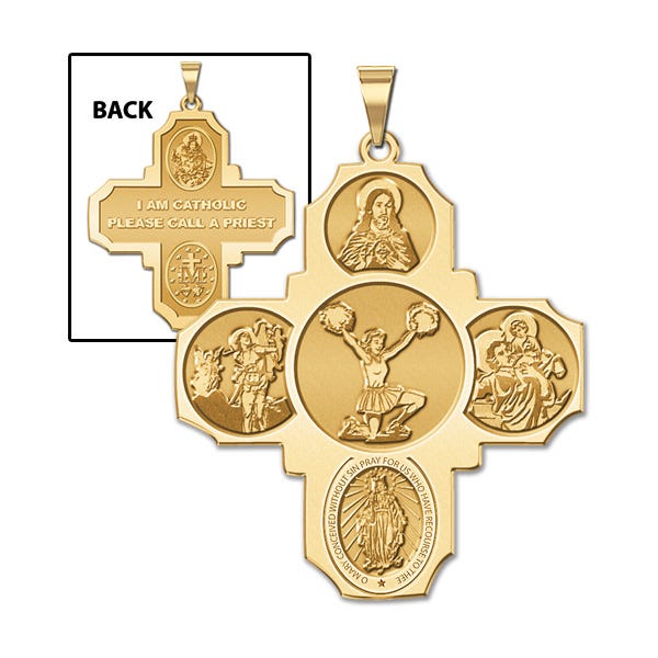 Four Way Cross - Cheerleader Religious Medal