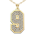 Jersey Single Number Charm or  Pendant Paved with Diamonds