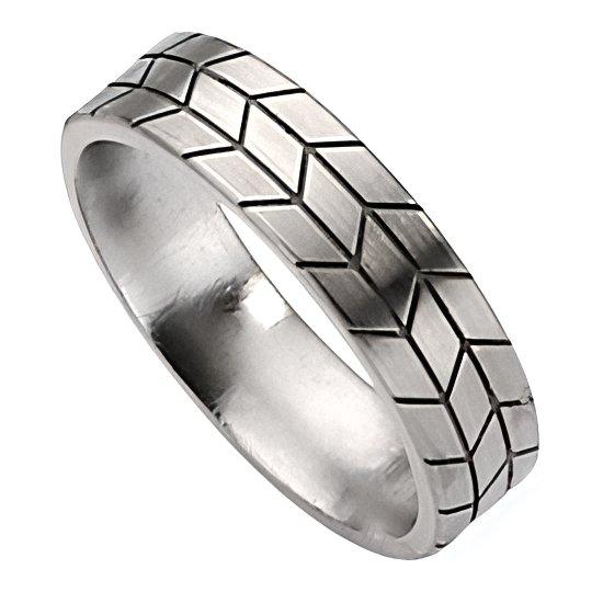 Titanium Tread Design Approx. 0.24 Inch Brushed Wedding Band