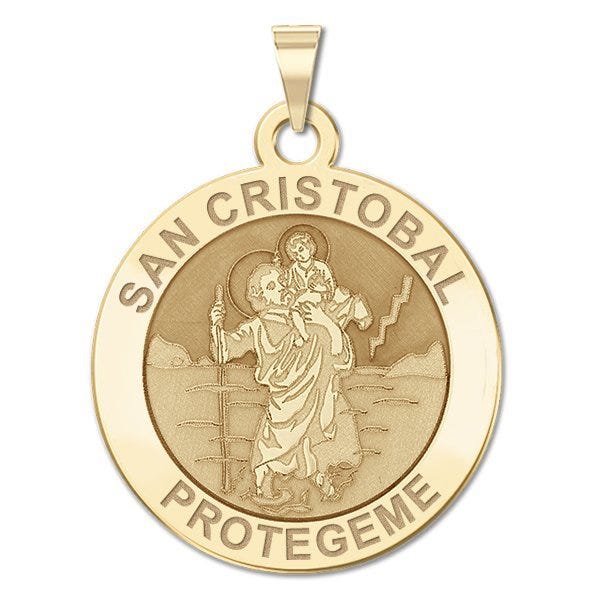 San Cristobal Round Religious Medal