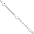 Sterling Silver Polished Heart Anklet
