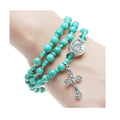 Twistable Full Rosary Bracelet with Simulated Turquoise Beads