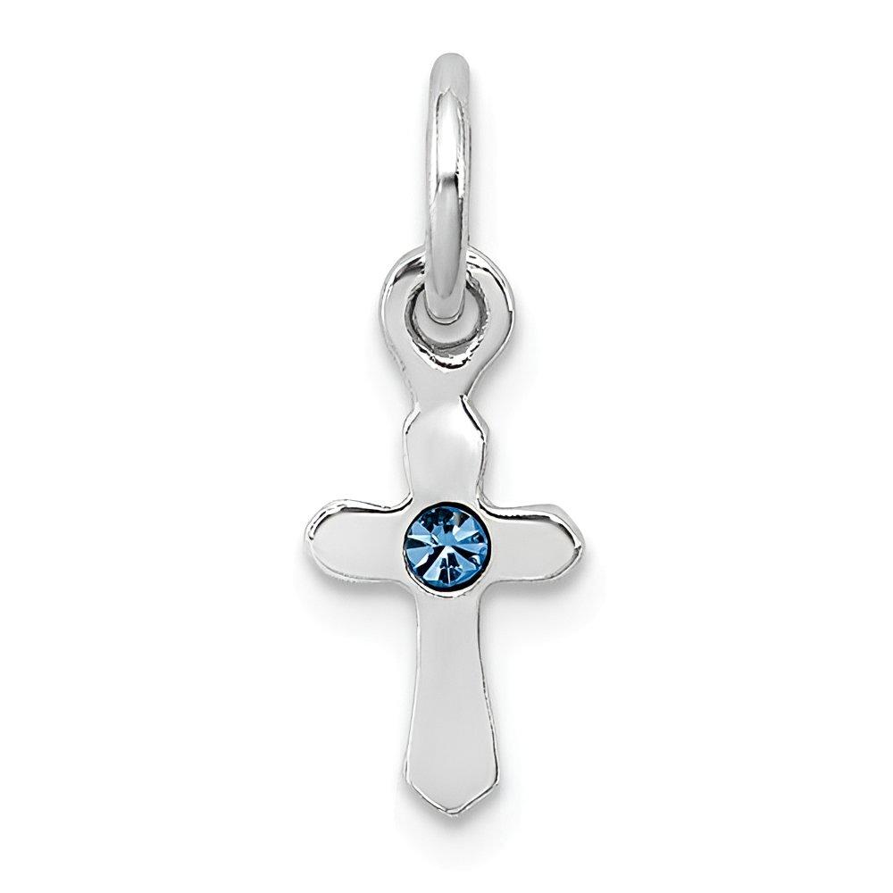 Sterling Silver Child's Preciosa Crystal December Cross Pendant
