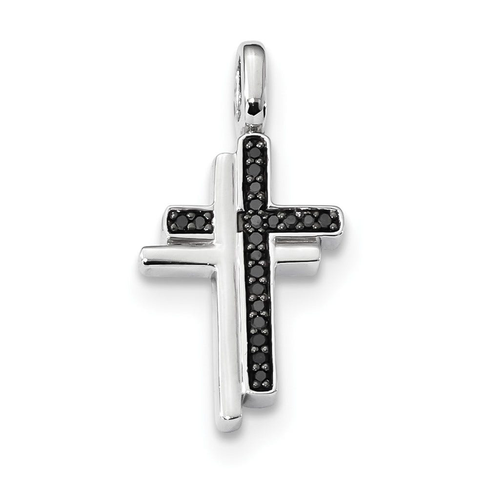 Rhodium Reversible Cross Pendant