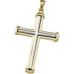Two-Tone Gold Rounded-Edge Cross Pendant
