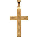 14K Yellow Gold Cross Pendant With Design
