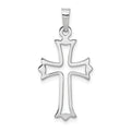 14K White Gold Cut-Out Fleur De Lis Cross Pendant