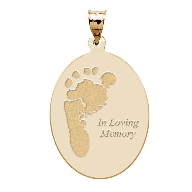 Custom Footprint Oval Charm or Pendant with Text
