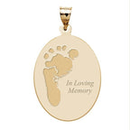 Custom Footprint Oval Charm or Pendant with Text