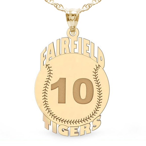 Custom Team Baseball Charm with Number