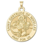 Saint Gertrude Of Nivelles Round Religious Medal
