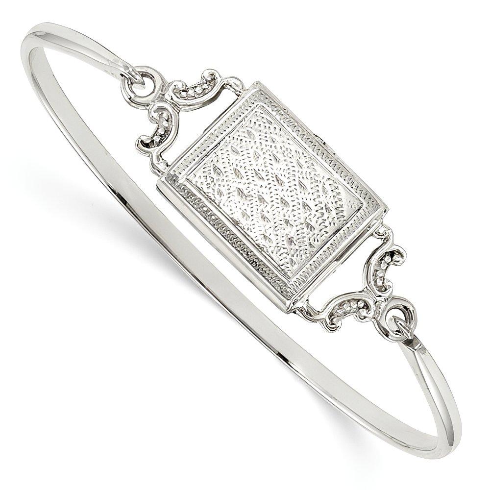 Rectangle Embossed Design Locket Bangle Bracelet