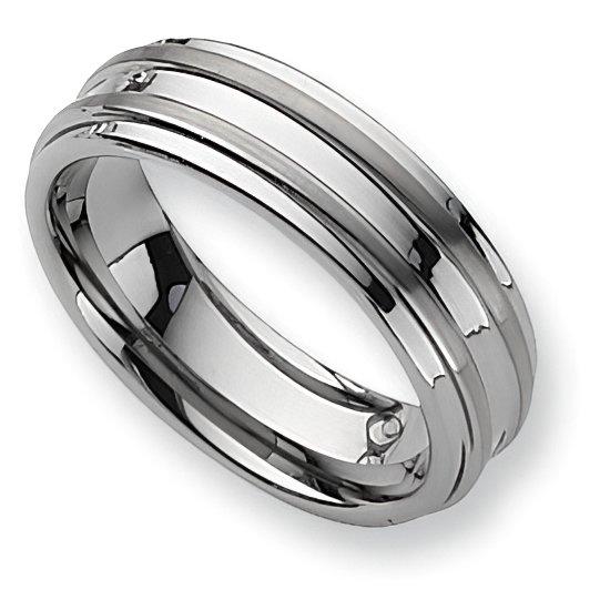 Dura Tungsten Grooved Approx. 0.28 Inch Brushed and Polished Wedding Band