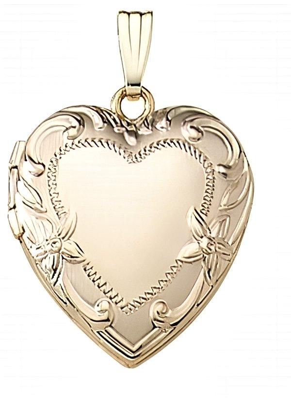 Solid 14K Yellow Gold Heart Photo Locket