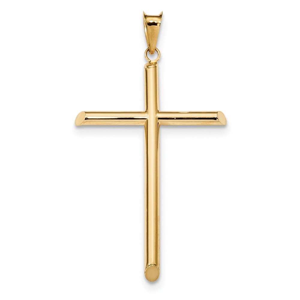 14K Polished Tube Cross Pendant