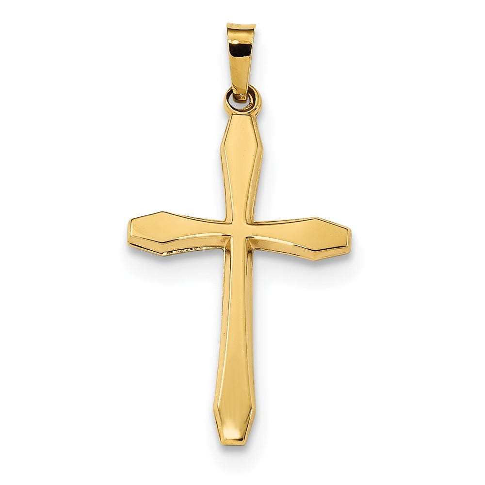 14K Polished Faceted-Arm Cross Pendant