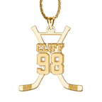 Personalized Hockey Sticks Pendant with Name and Number