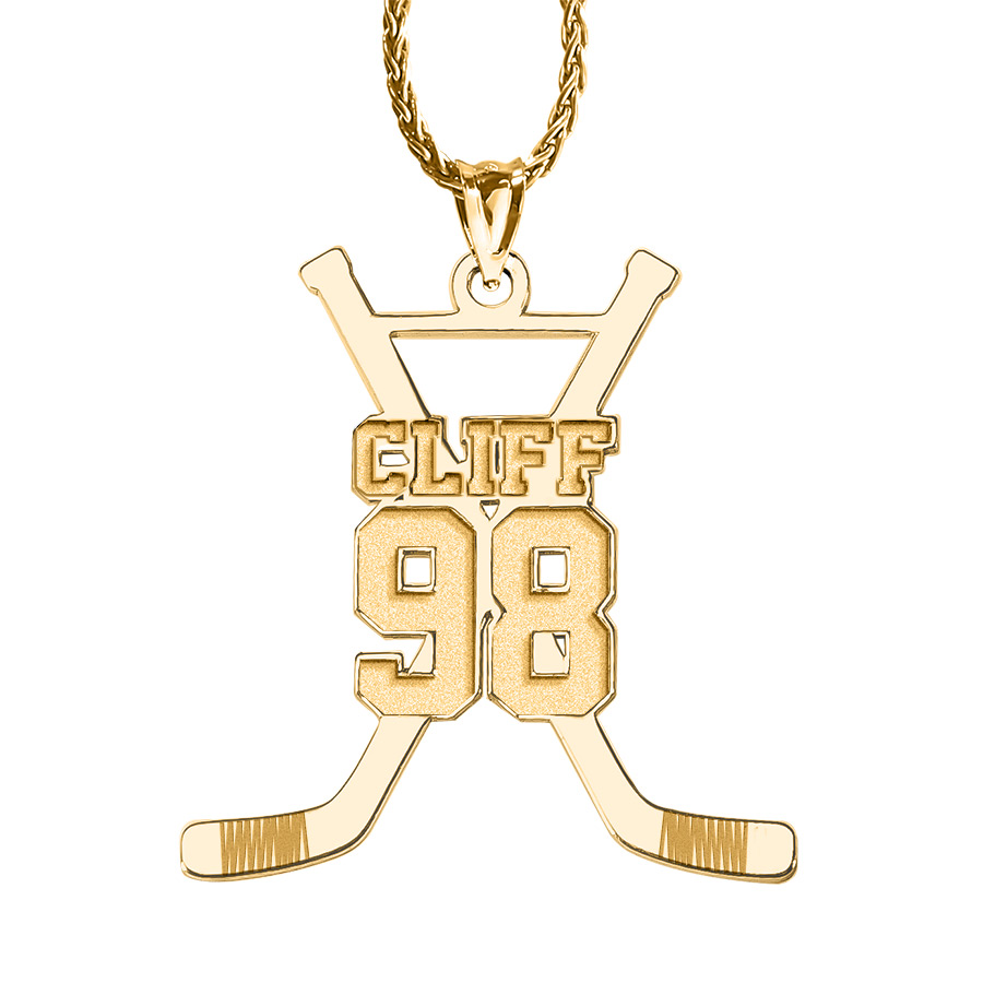 Personalized Hockey Sticks Pendant with Name and Number