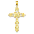 Polished Openwork Floral Cross Pendant