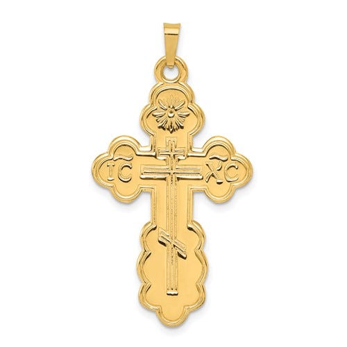 14K Yellow Gold Eastern Orthodox Cross Pendant