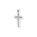 14K White Gold Aa Diamond Cross Pendant