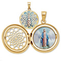 Miraculous Medal Ornate Cut-Out Round Locket