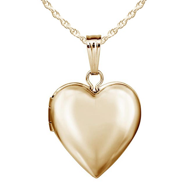 Solid 14K Yellow Gold Small Heart Photo Locket