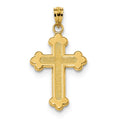 14K Satin And Polished Budded Cross Pendant