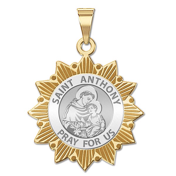 Saint Anthony Two-Tone Sun Border Pendant