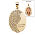 Custom Ying Yang Fingerprint Oval Charm or Pendant with Text