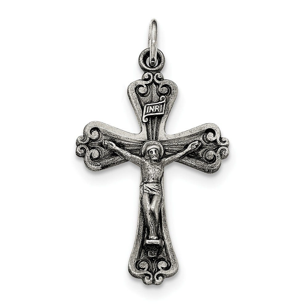 Antiqued And Brushed Inri Crucifix Pendant