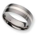 Titanium Sterling Silver Inlay Approx. 0.31 Inch Satin Wedding Band