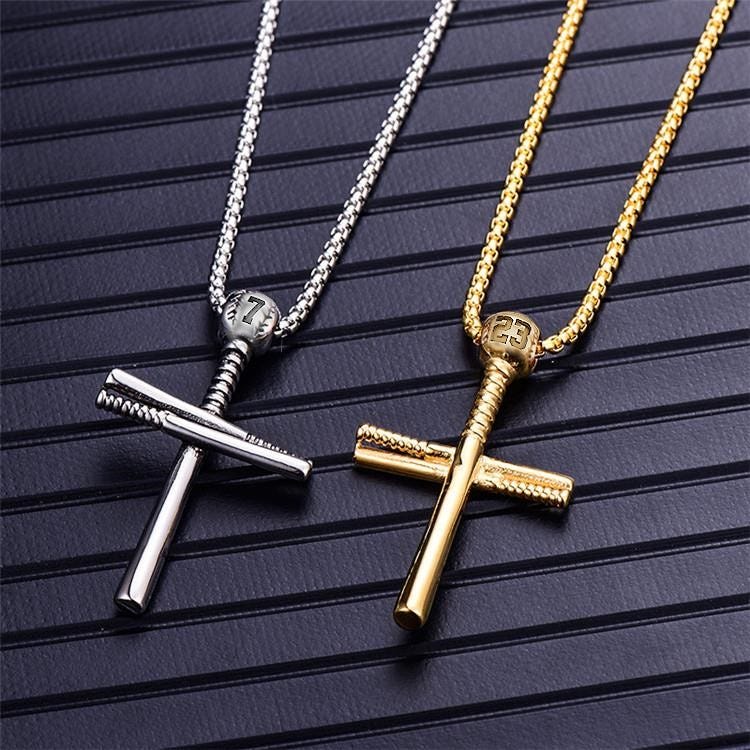 Baseball Bat Cross Pendant with 20 Inch Chain