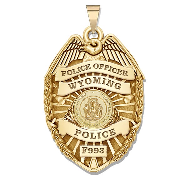 Personalized Wyoming Police Badge with Your Rank, Number & Department